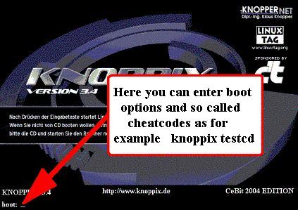 Knoppix-Anfangs-Bootbildschirm